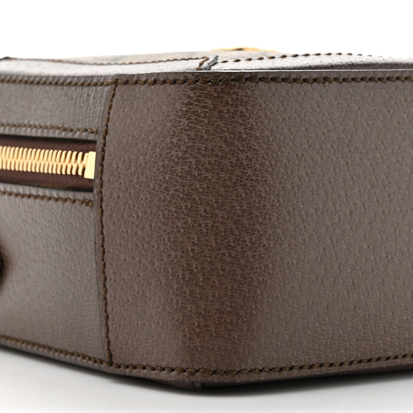 GG Supreme Monogram Mini Ophidia Top Handle Shoulder Bag Brown