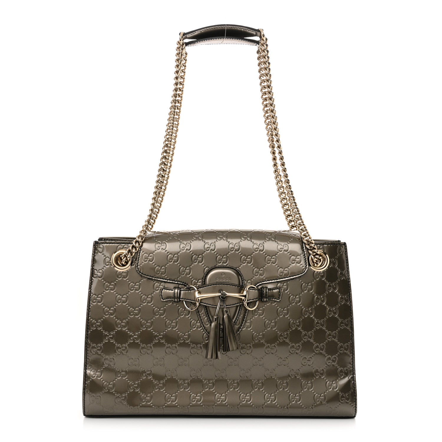 Gucci Shine Guccissima Large Emily Chain Shoulder Bag Sasso 1 of 13