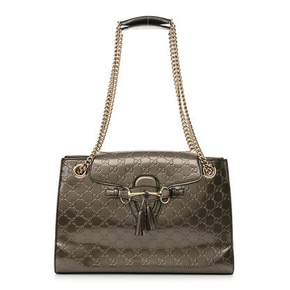 Gucci Shine Guccissima Large Emily Chain Shoulder Bag Sasso 1 of 13