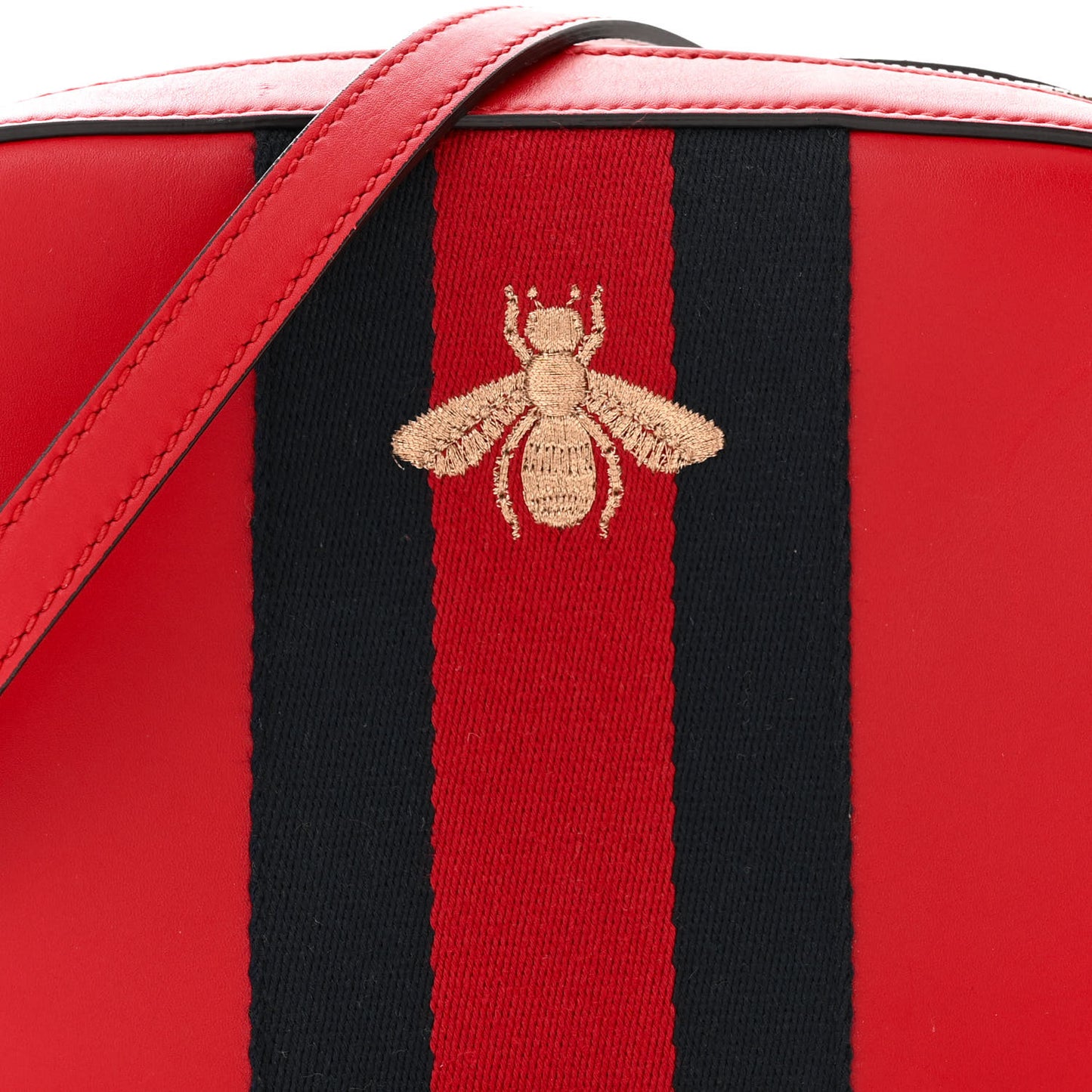 Calfskin Web Small Webby Bee Shoulder Bag Red