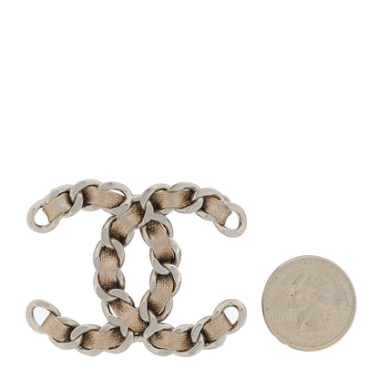Chanel Lambskin Chain CC Brooch Beige Silver 2 of 4