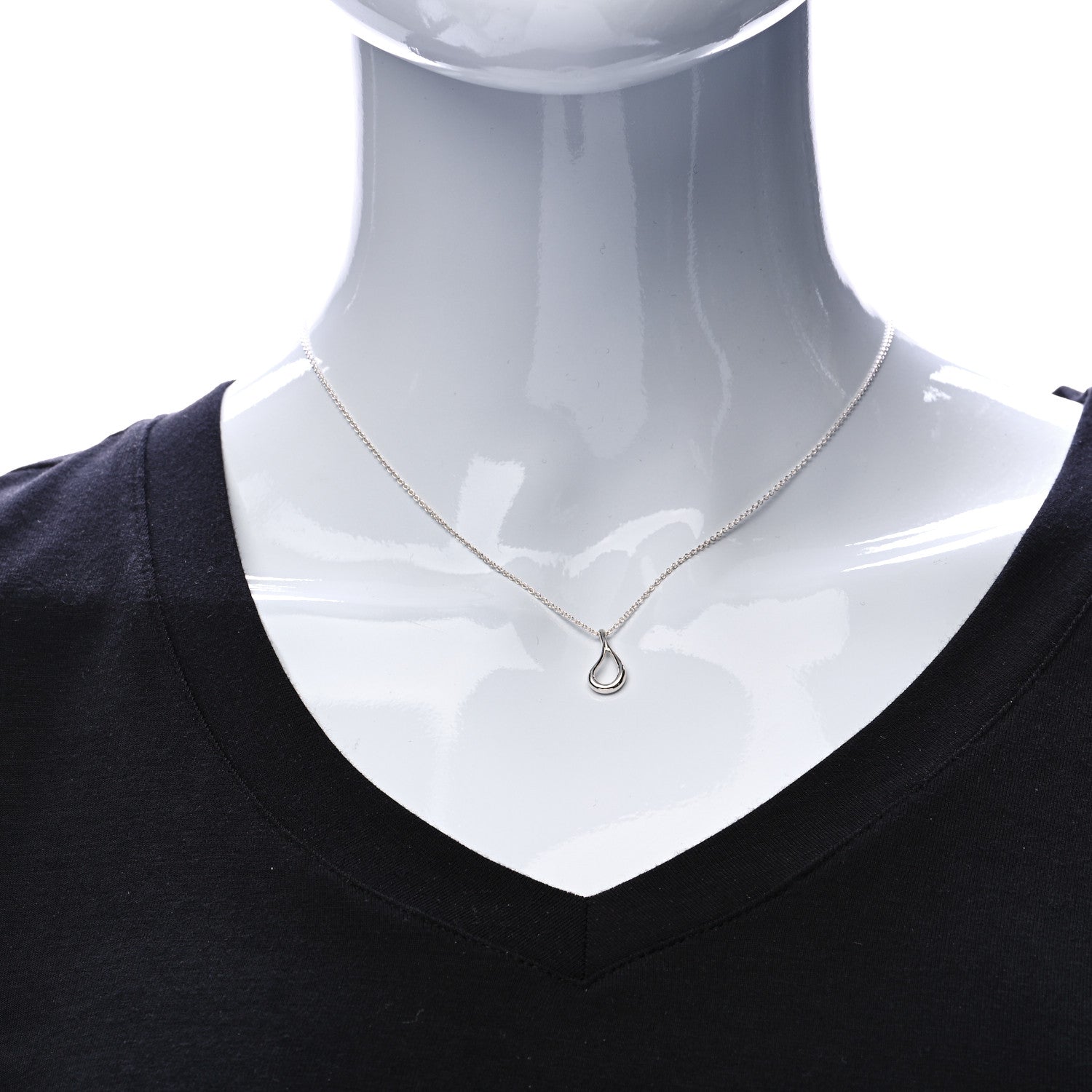 Tiffany Sterling Silver Elsa Peretti Open Tear Drop Pendant Necklace 2 of 6