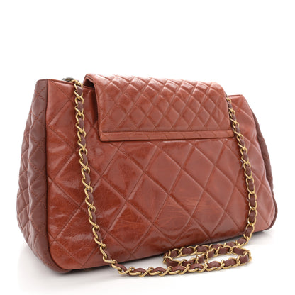 Chanel Glazed Crinkled Lambskin Large East West Flap Red 3 of 12