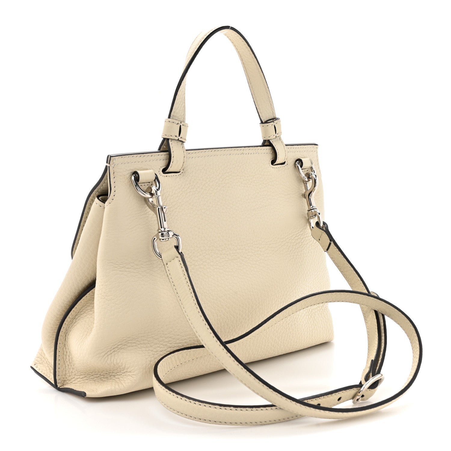 Gucci Cellarius Calfskin Small Bamboo Daily Top Handle Bag Mystic White 3 of 12