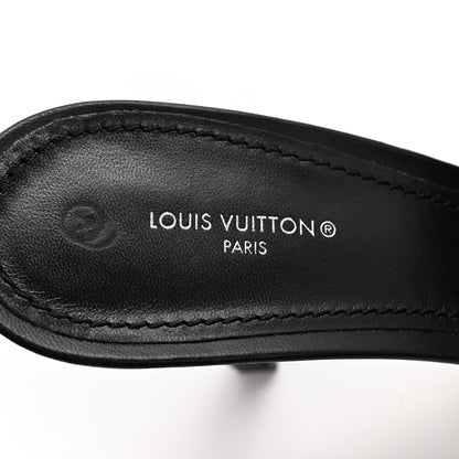 Louis Vuitton Lambskin Embossed Monogram Revival High Heel Mules 40 Black 6 of 10