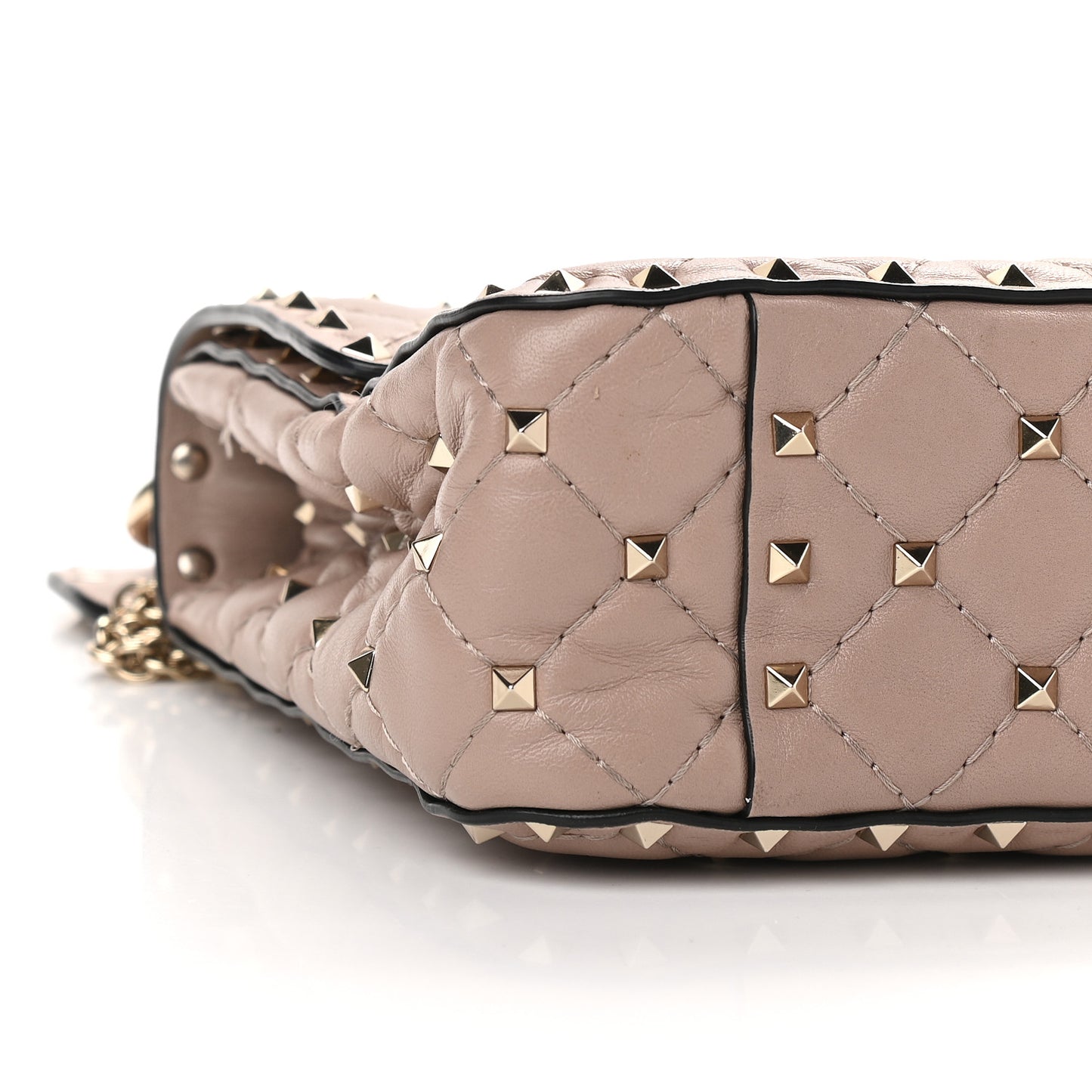 Lambskin Medium Rockstud Spike Shoulder Bag Poudre