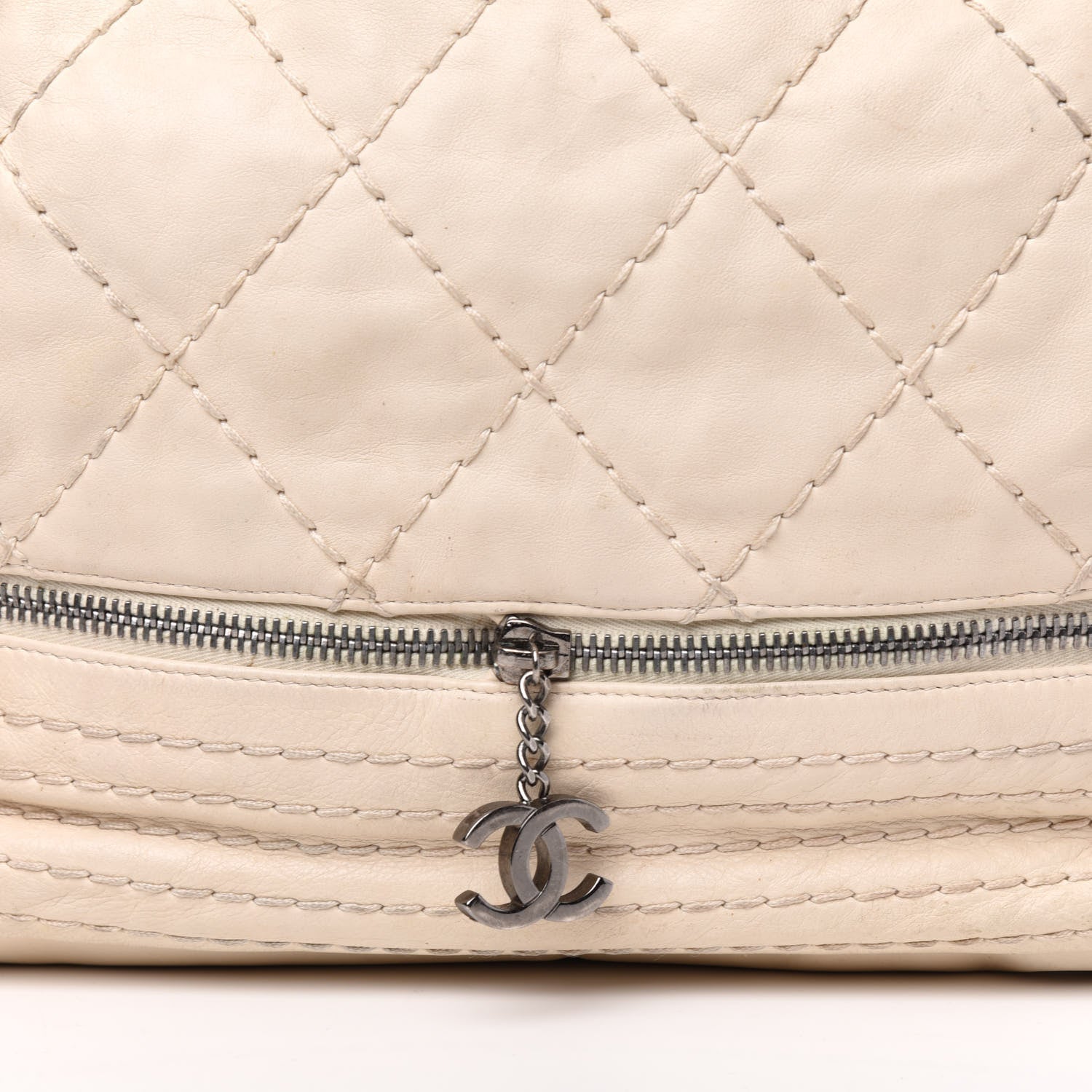 Chanel Lambskin Stitched Expandable Tote White 15 of 16
