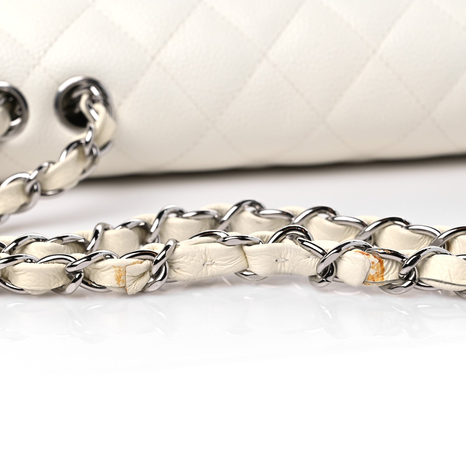Chanel Caviar Quilted Jumbo Single Flap White 17 of 18