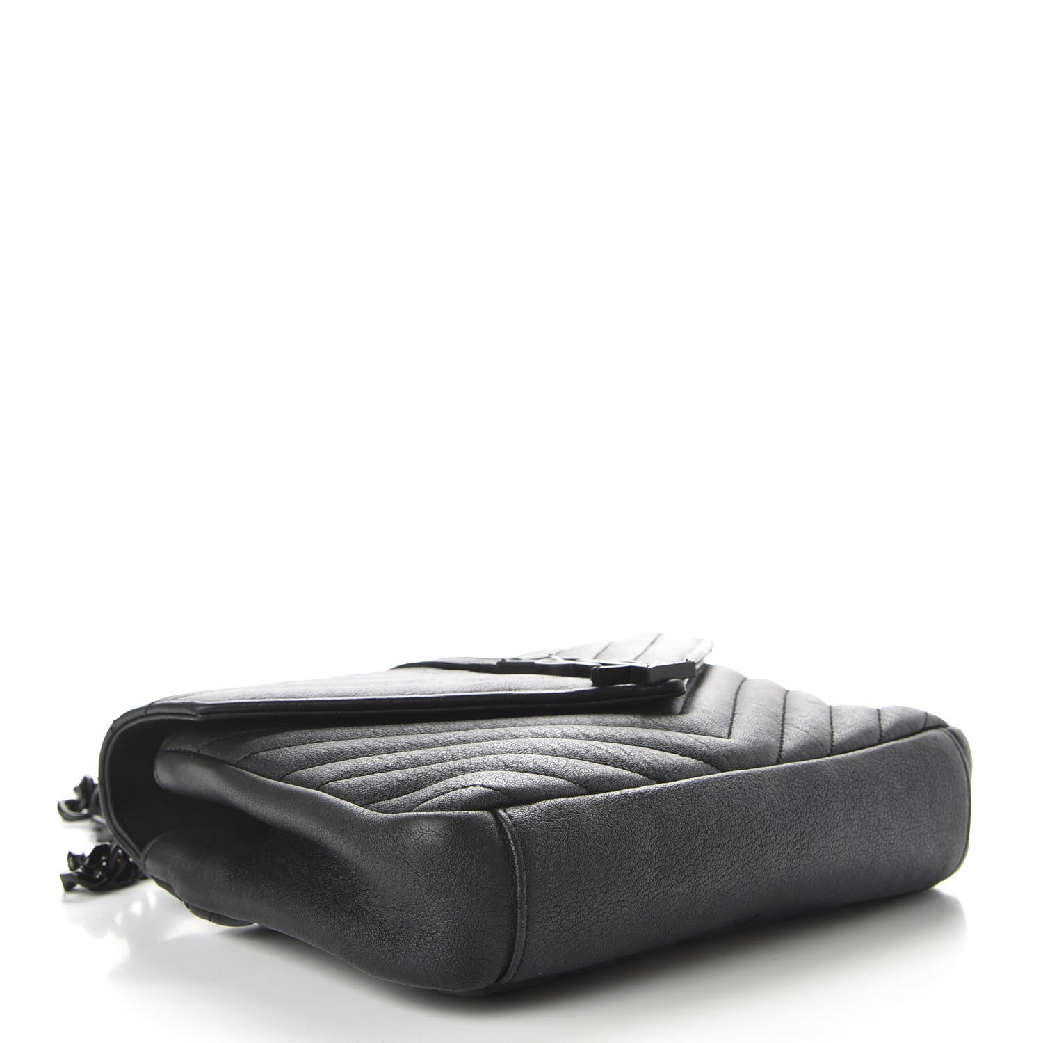 Saint Laurent Sheepskin Matelasse Chevron Monogram Monochrome Medium College Bag Black 4 of 12