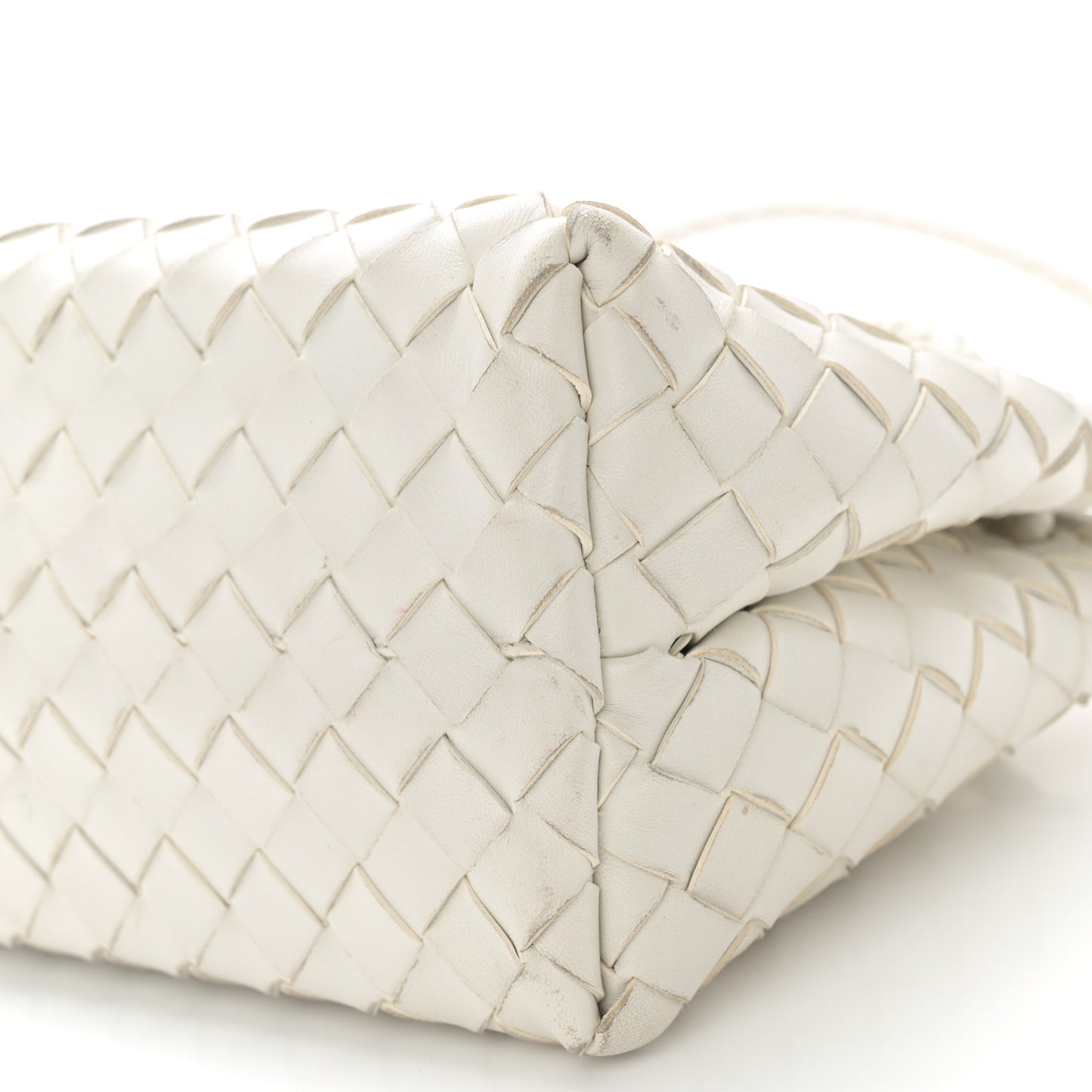 Nappa Intrecciato Small East West Andiamo Shoulder Bag White