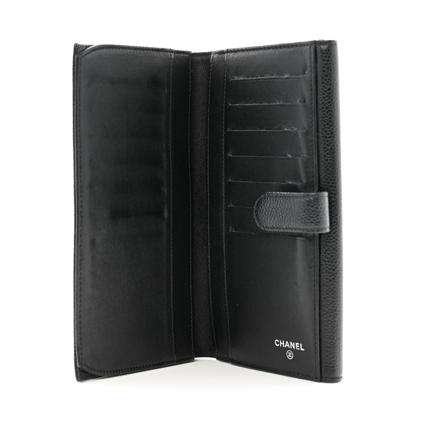 Caviar Timeless CC Large Gusset Flap Wallet Black