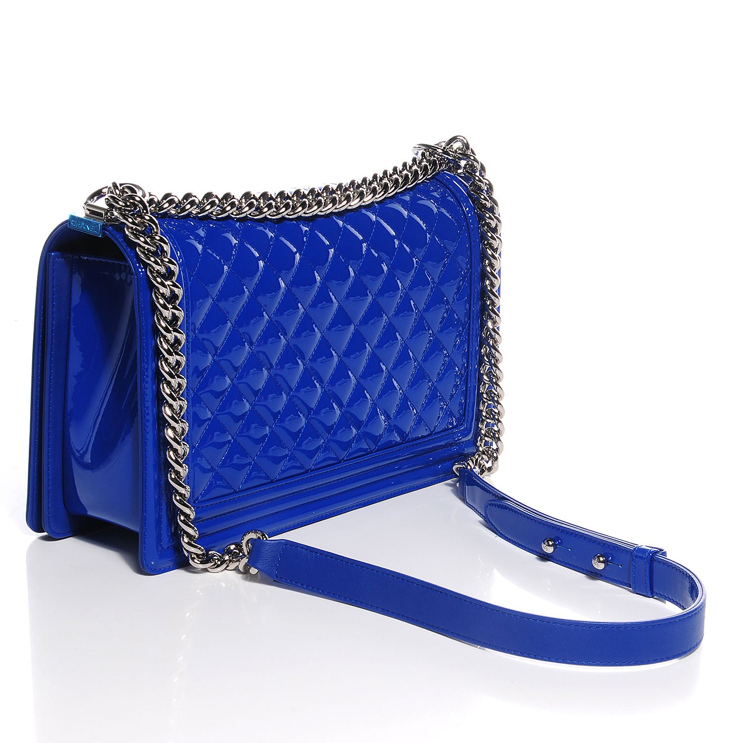 Chanel Patent Leather New Medium Boy Flap Plexiglass Plexiglass Blue 3 of 8