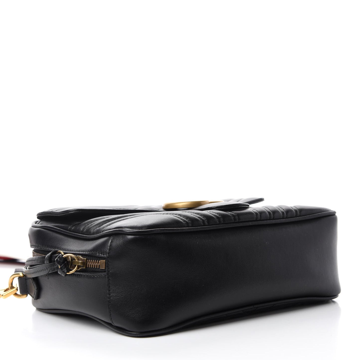 Calfskin Matelasse Sylvie Web Small GG Marmont Top Handle Shoulder Bag Black