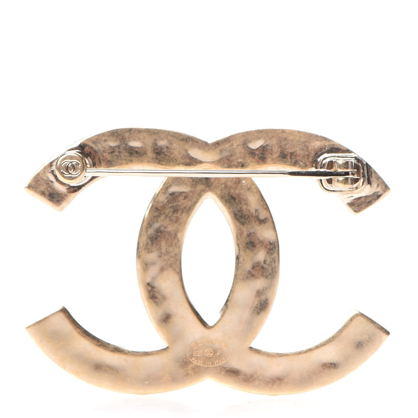 Metal CC Diamond Quilted Brooch Light Gold