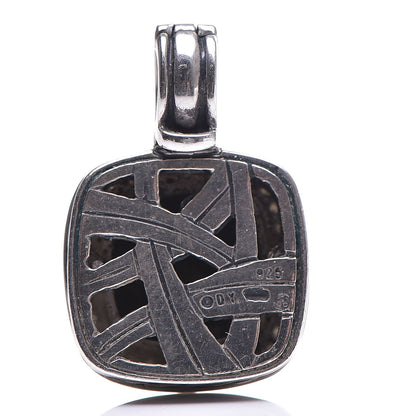 David Yurman Sterling Silver Diamond Black Onyx 11mm Albion Enhancer Pendant 3 of 5
