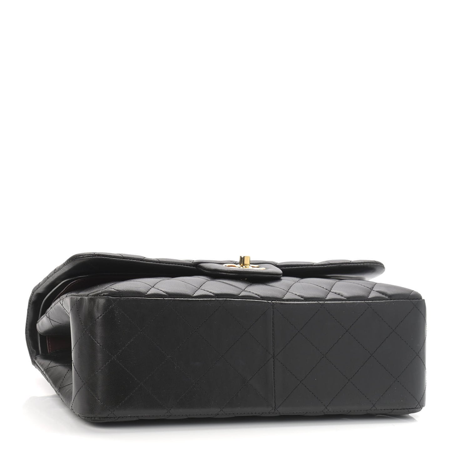 Lambskin Quilted Jumbo Double Flap Black