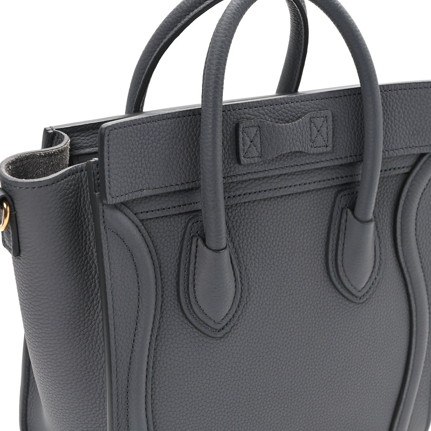 Celine Drummed Calfskin Nano Luggage Kohl 12 of 13