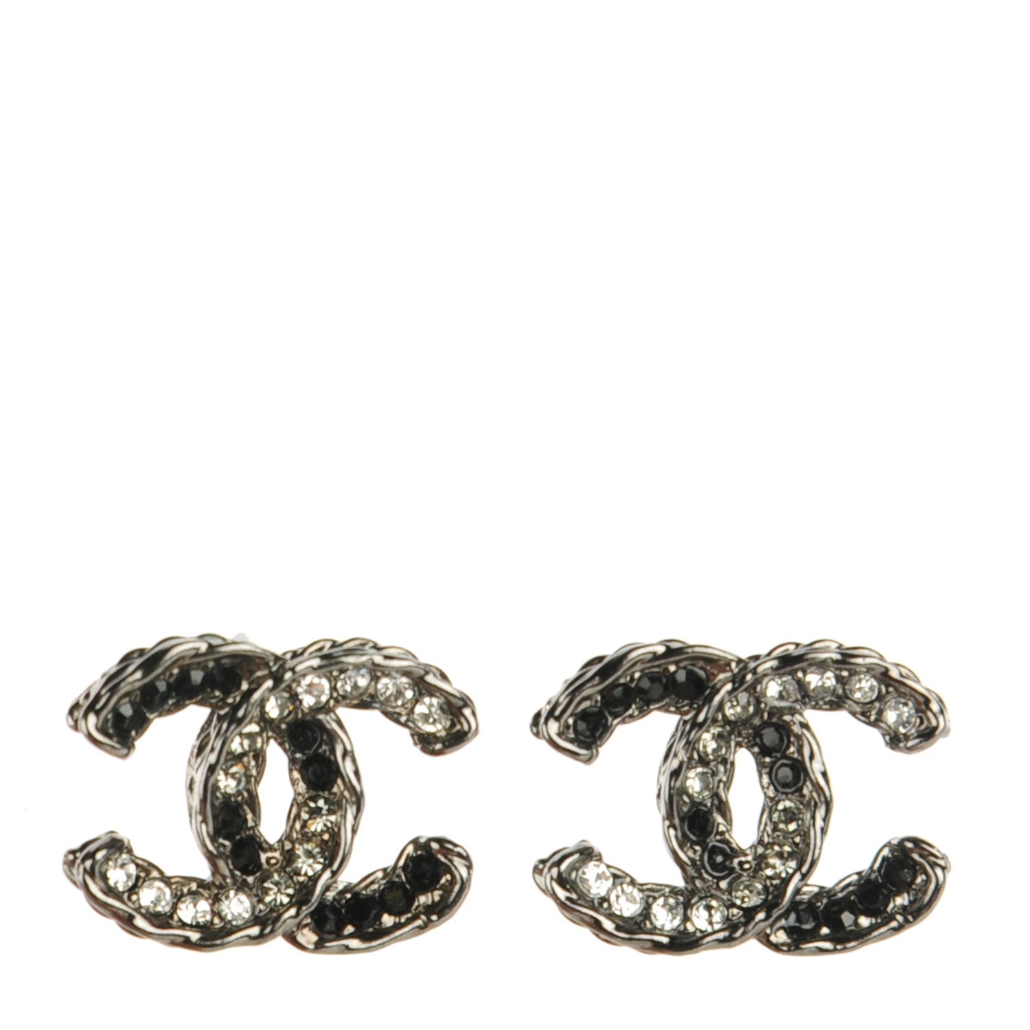 Chanel Crystal CC Earrings Ruthenium Black 1 of 5