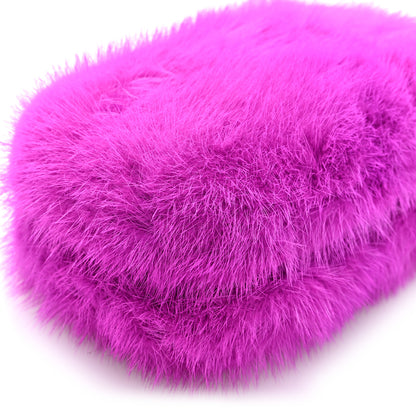 Alexander McQueen Mink Fur Britannia Skull Box Clutch Fuchsia 8 of 9