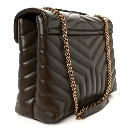 Saint Laurent Calfskin Y Quilted Monogram Medium Loulou Chain Satchel Soil Brown 3 of 11