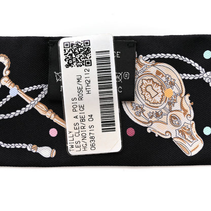 Hermes Silk Les Cles A Pois Twilly Black Beige Rose Multicolor 3 of 4