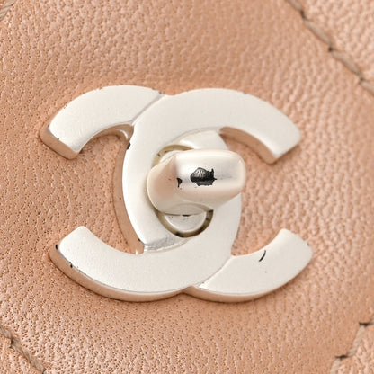 Chanel Iridescent Lambskin Quilted Round Handle Mini Flap Beige 11 of 12