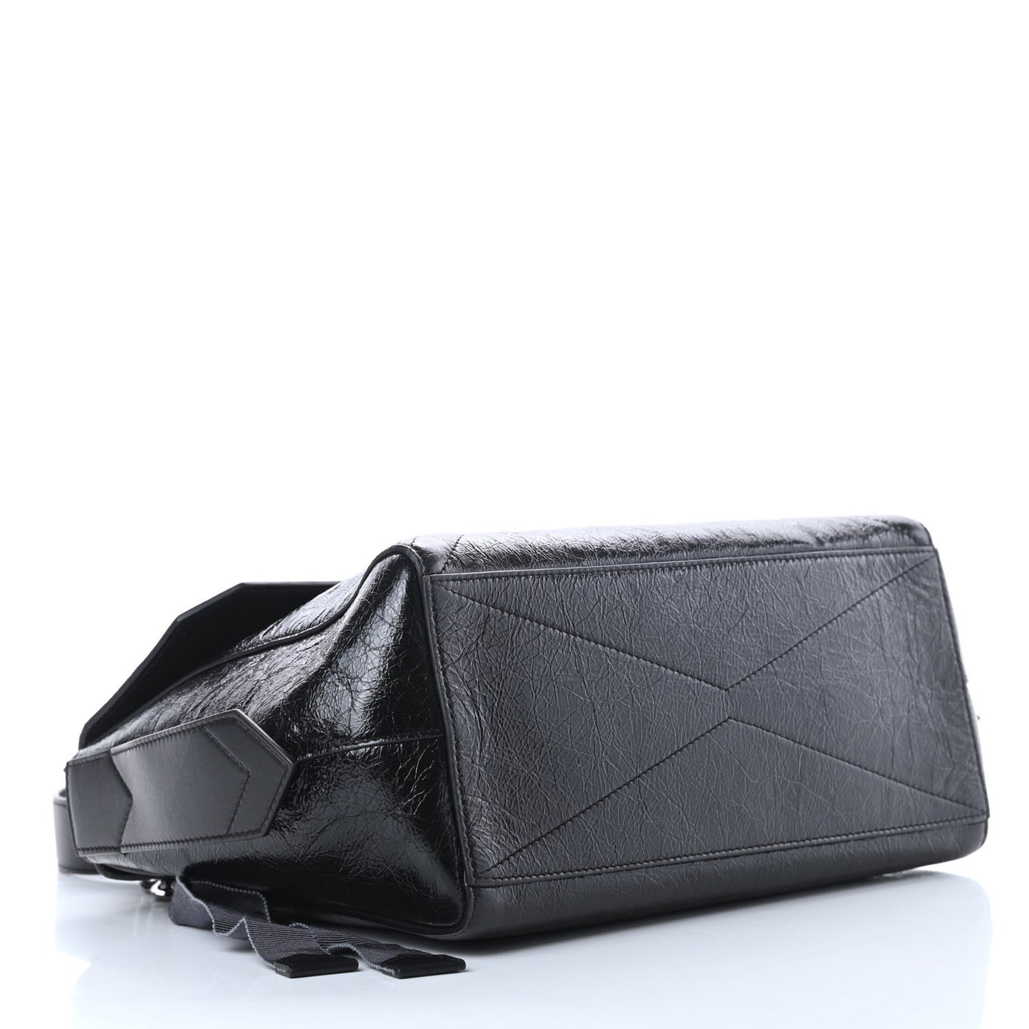 Creased Patent Calfskin Medium ID Flap Black