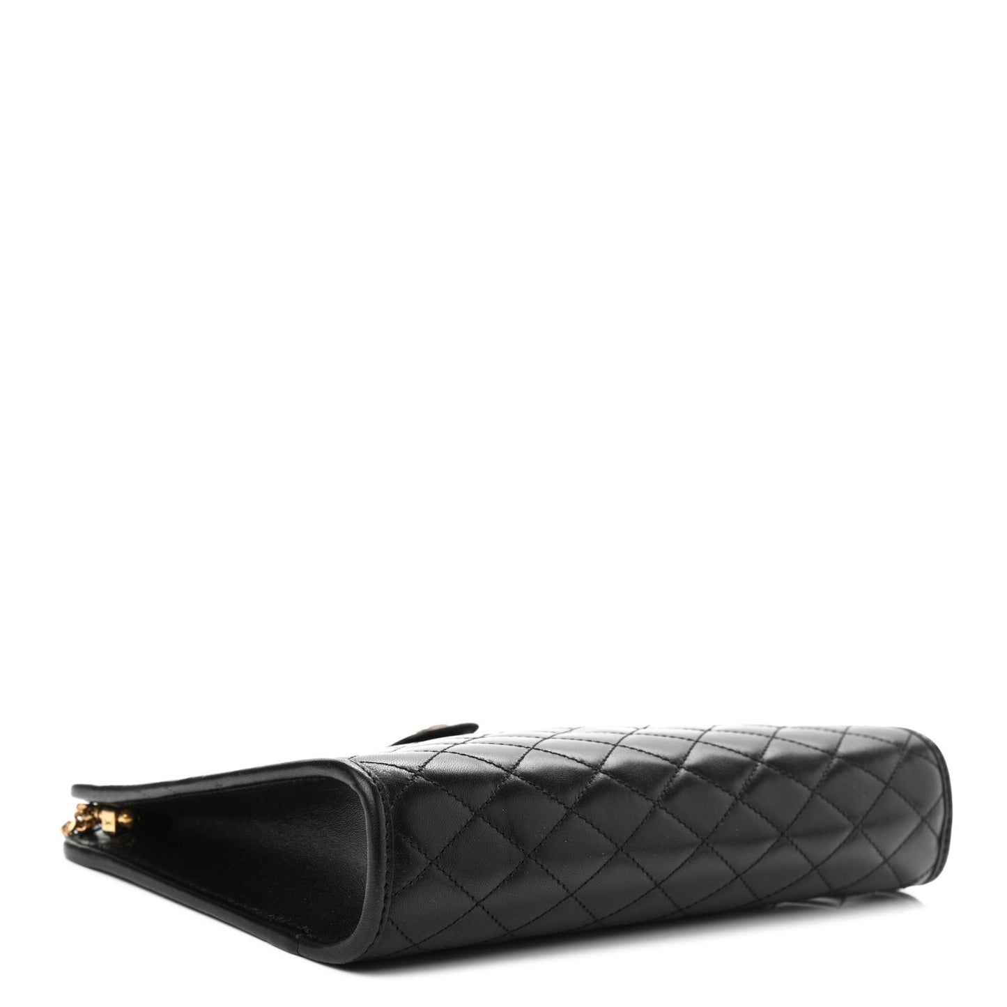 Lambskin Quilted Monogram Baby Victoire Chain Clutch Bag Black