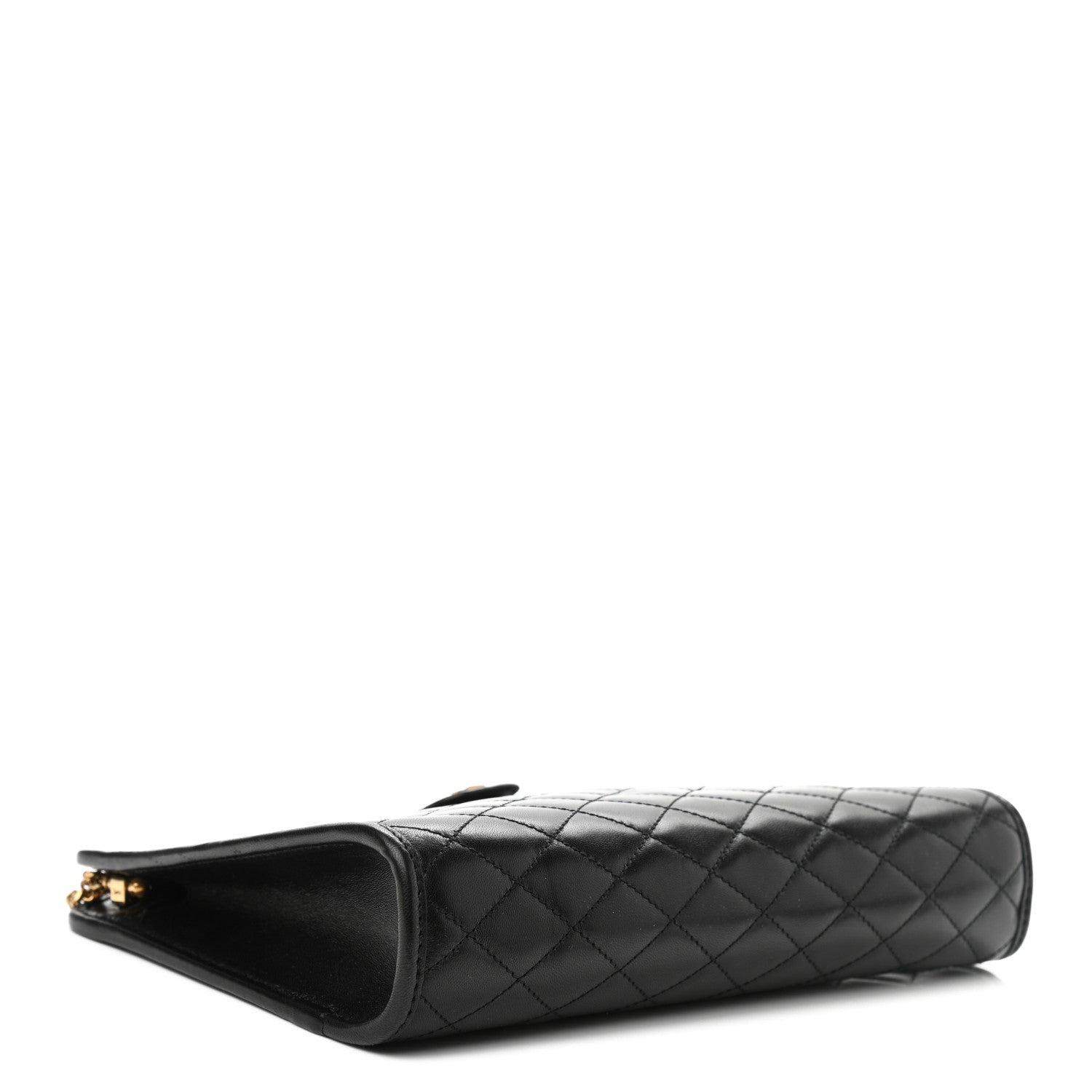 Saint Laurent Lambskin Quilted Monogram Baby Victoire Chain Clutch Bag Black 4 of 10