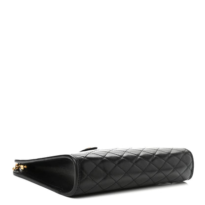 Saint Laurent Lambskin Quilted Monogram Baby Victoire Chain Clutch Bag Black 4 of 10