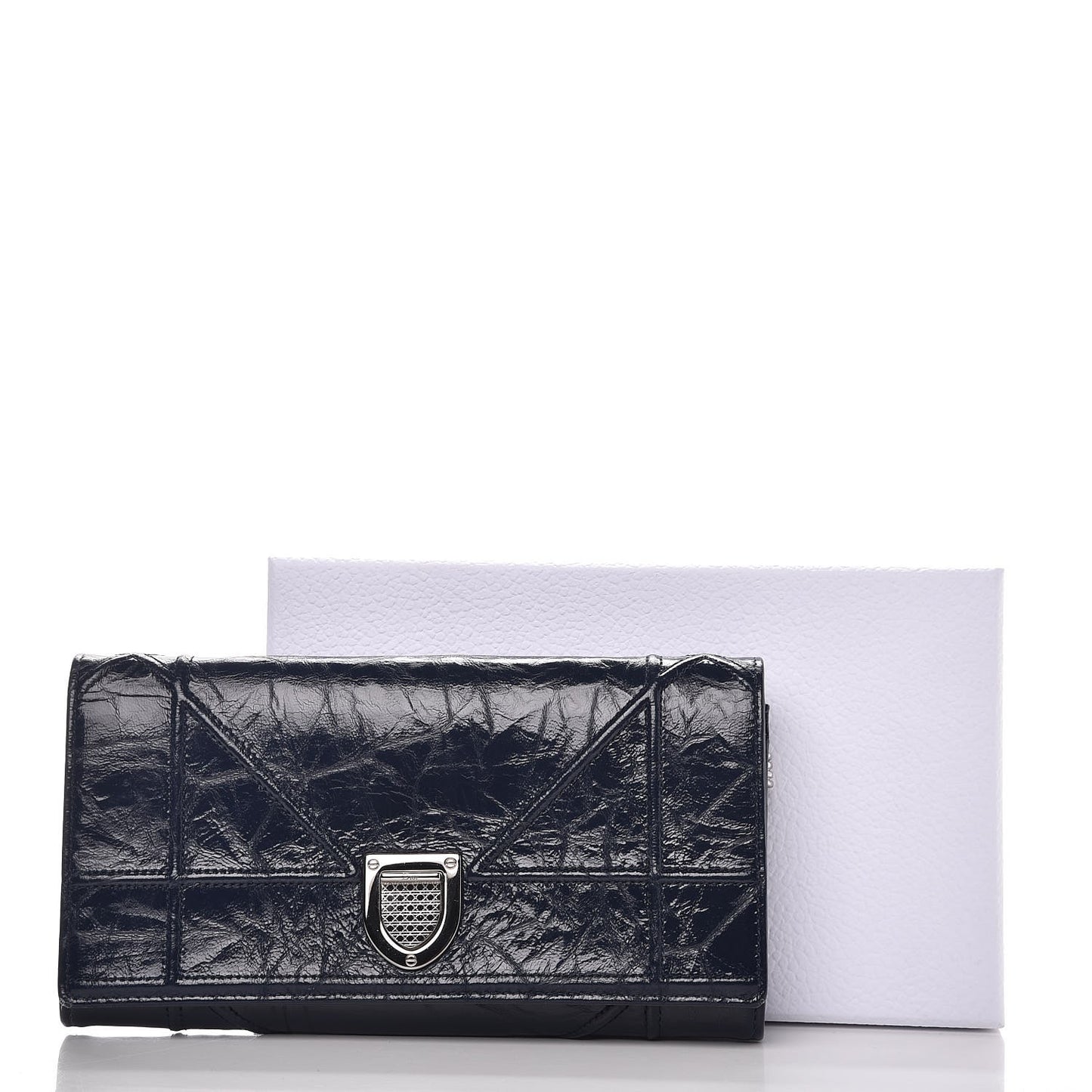 Lambskin Diorama Croisiere Wallet Dark Marine