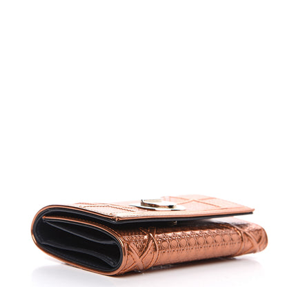 Christian Dior Metallic Patent Micro-Cannage Diorama Elancee Wallet Orange 3 of 6