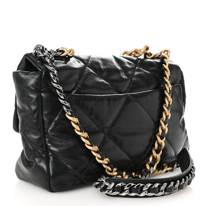 Chanel Shiny Goatskin Quilted Large Chanel 19 Flap Black 3 of 10