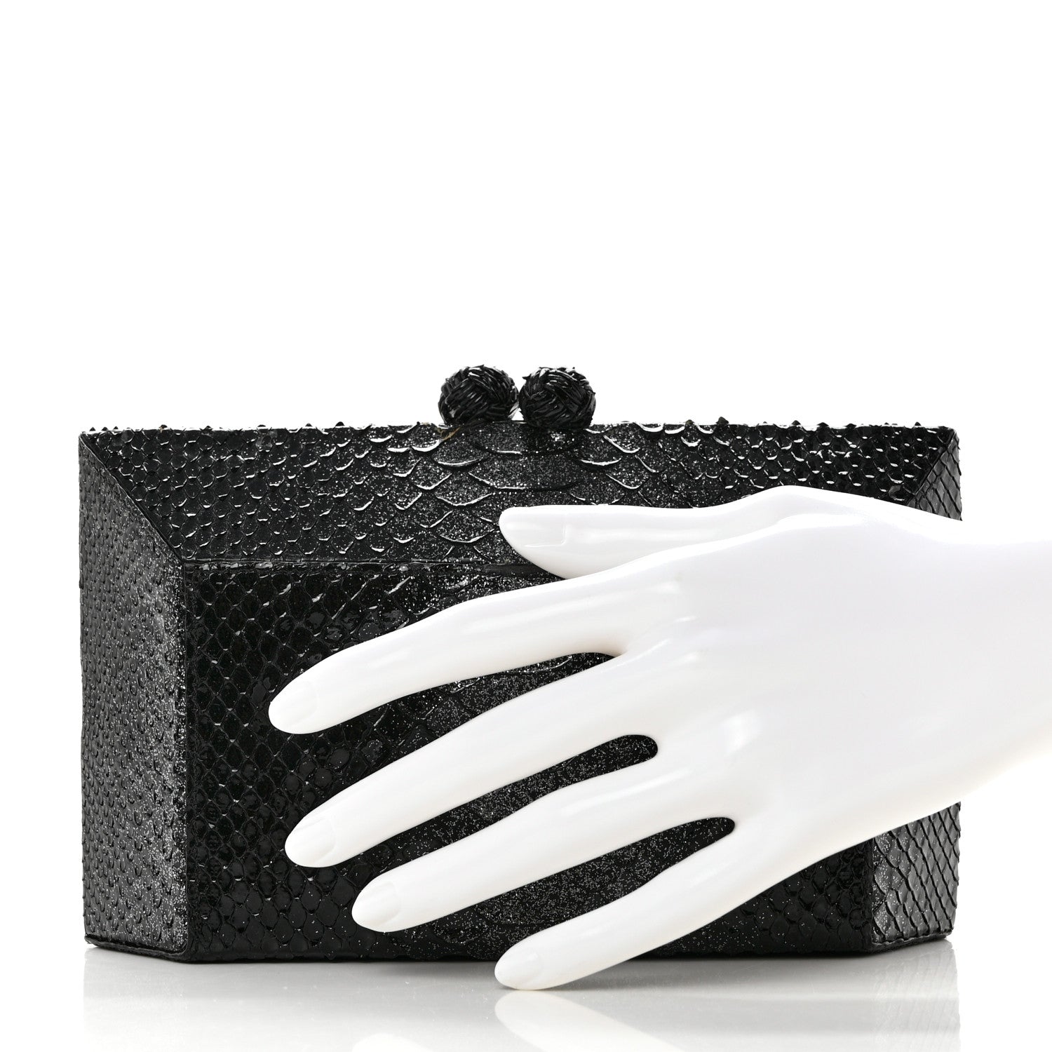 Nancy Gonzalez Snakeskin Box Clutch Black 2 of 9