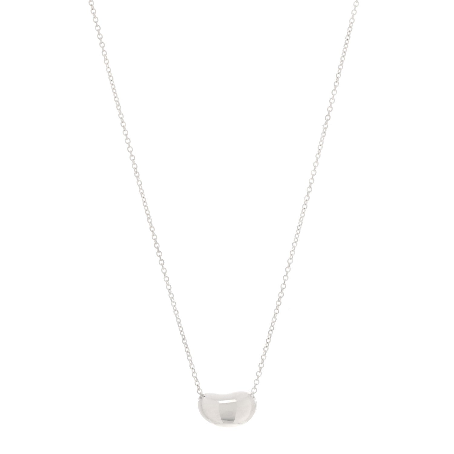 Tiffany Sterling Silver 12mm Elsa Peretti Bean Pendant Necklace 1 of 6