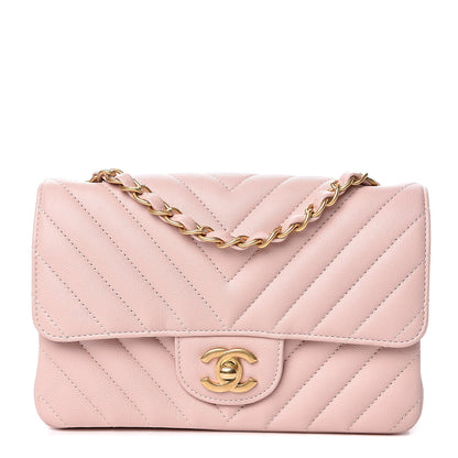 Chanel Calfskin Chevron Quilted Mini Rectangular Flap Light Pink 1 of 12