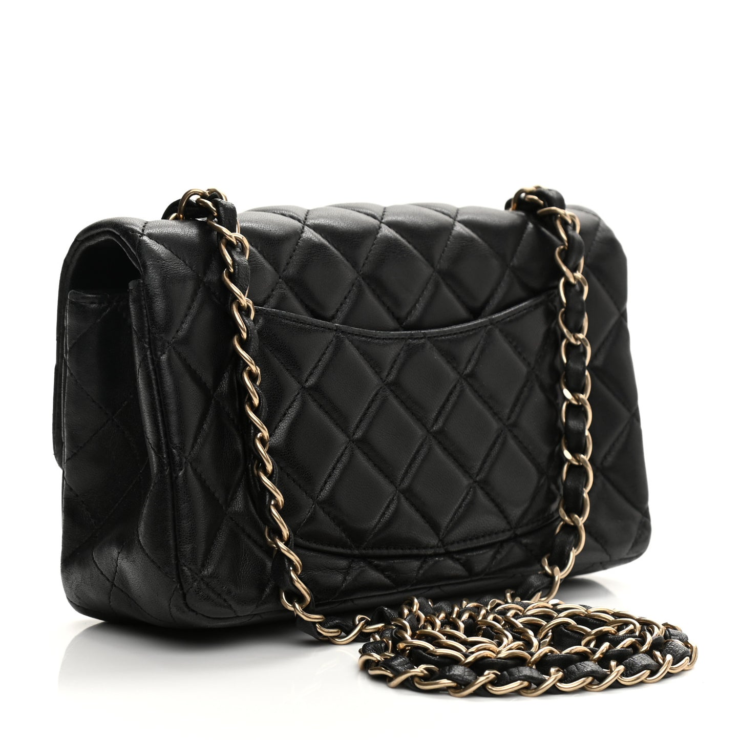 Lambskin Quilted Mini Rectangular Flap Black