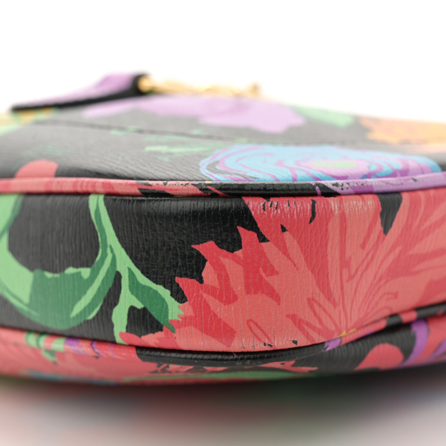 X KEN SCOTT New Shangai Calfskin Jenny Floral Print Small Jackie 1961 Hobo Black Pink