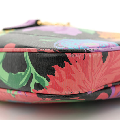 Gucci X KEN SCOTT New Shangai Calfskin Jenny Floral Print Small Jackie 1961 Hobo Black Pink 10 of 12