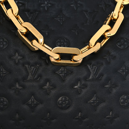 Louis Vuitton Lambskin Embossed Monogram Coussin MM Black 8 of 10