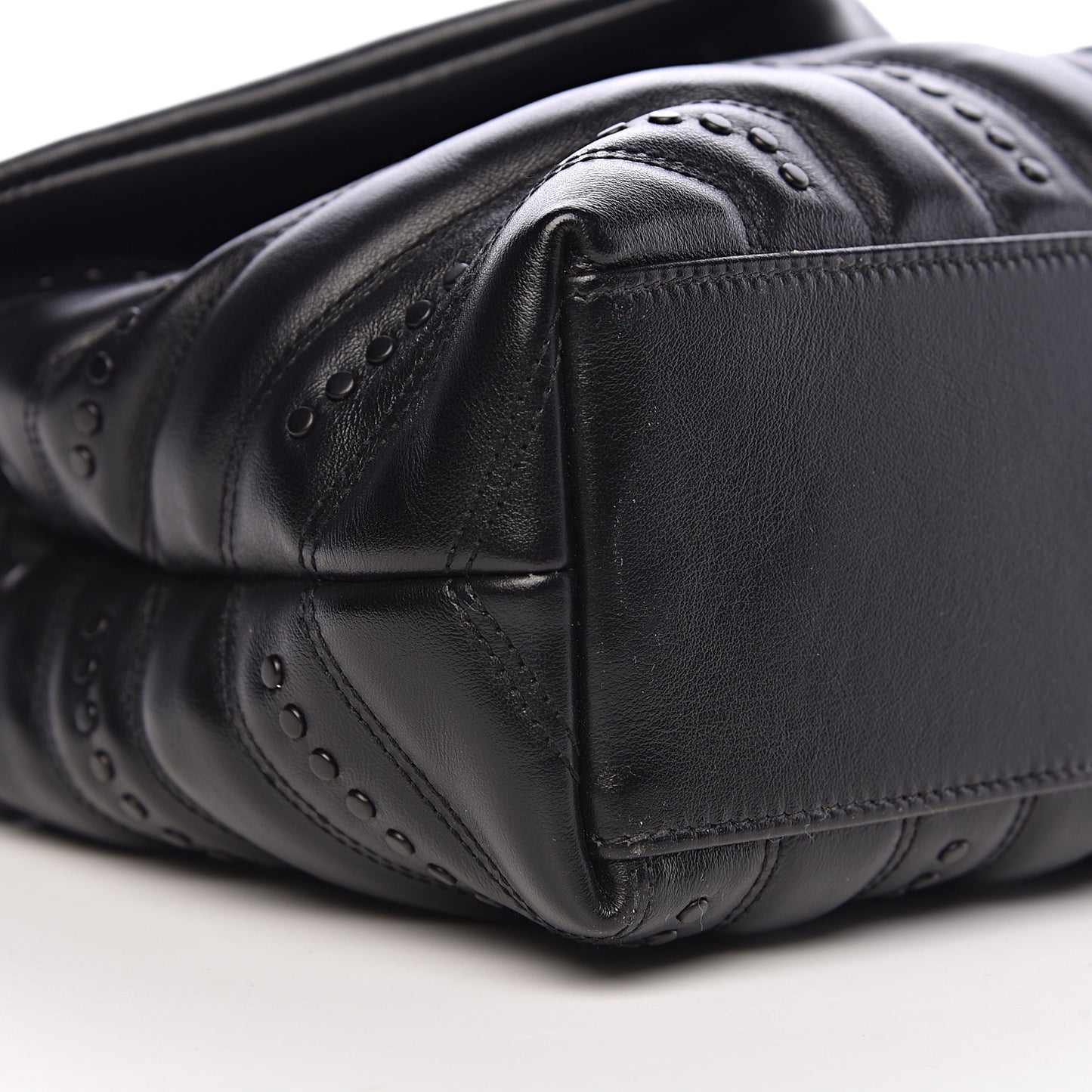 Calfskin Y Quilted Studded Monogram Small Loulou Chain Satchel Black