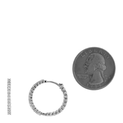 Roberto Coin 18K White Gold Diamond 1.00ctw Inside Out Hoop Earrings 2 of 4