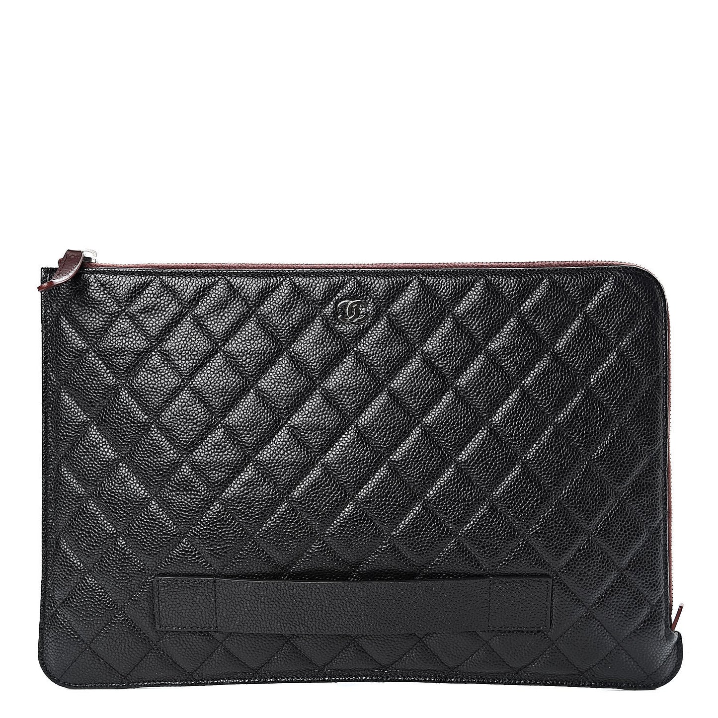 Caviar Quilted Large Slide Pouch Black