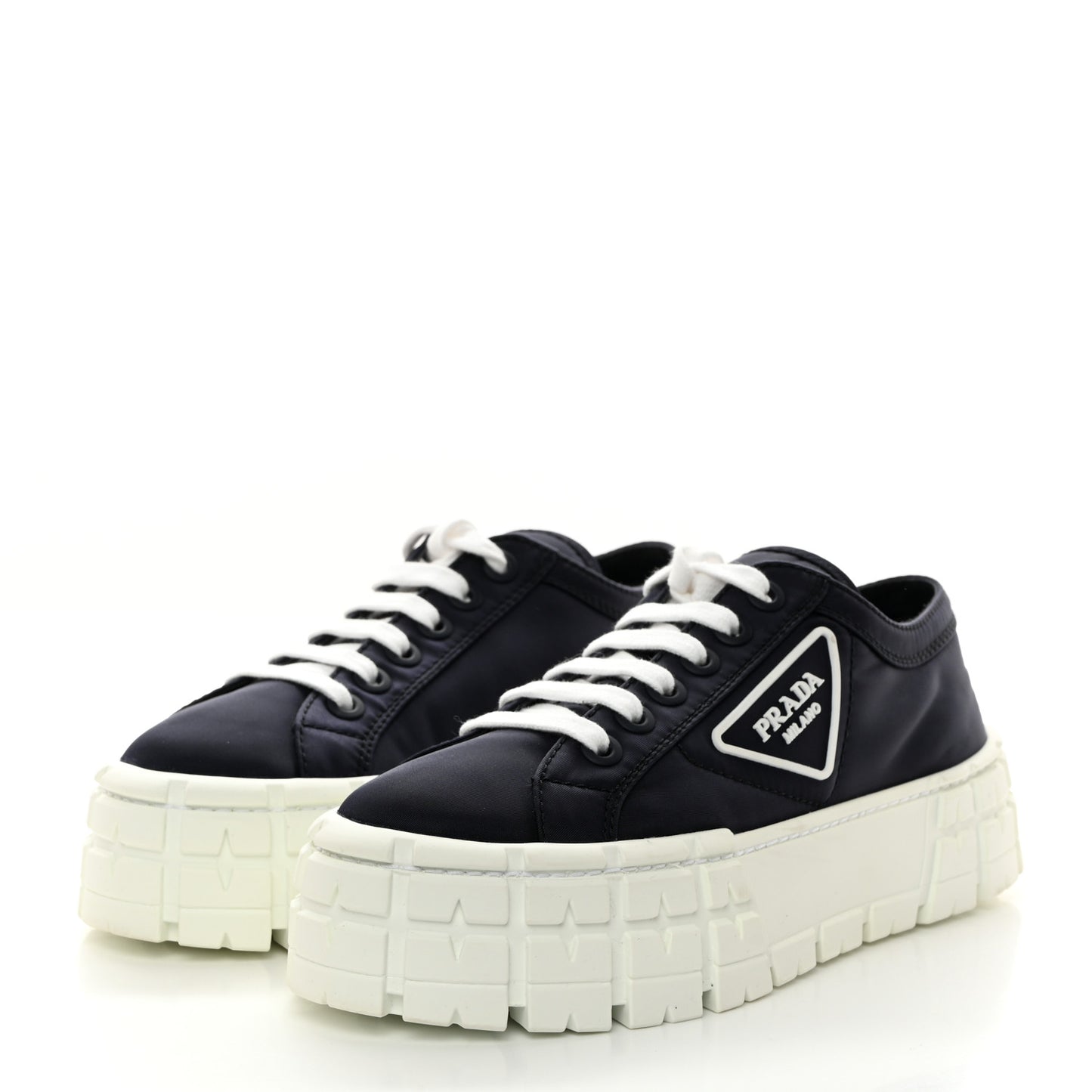 Re-Nylon Gabardine Triangle Logo Double Wheel 50mm Sneakers 38.5 Bleu