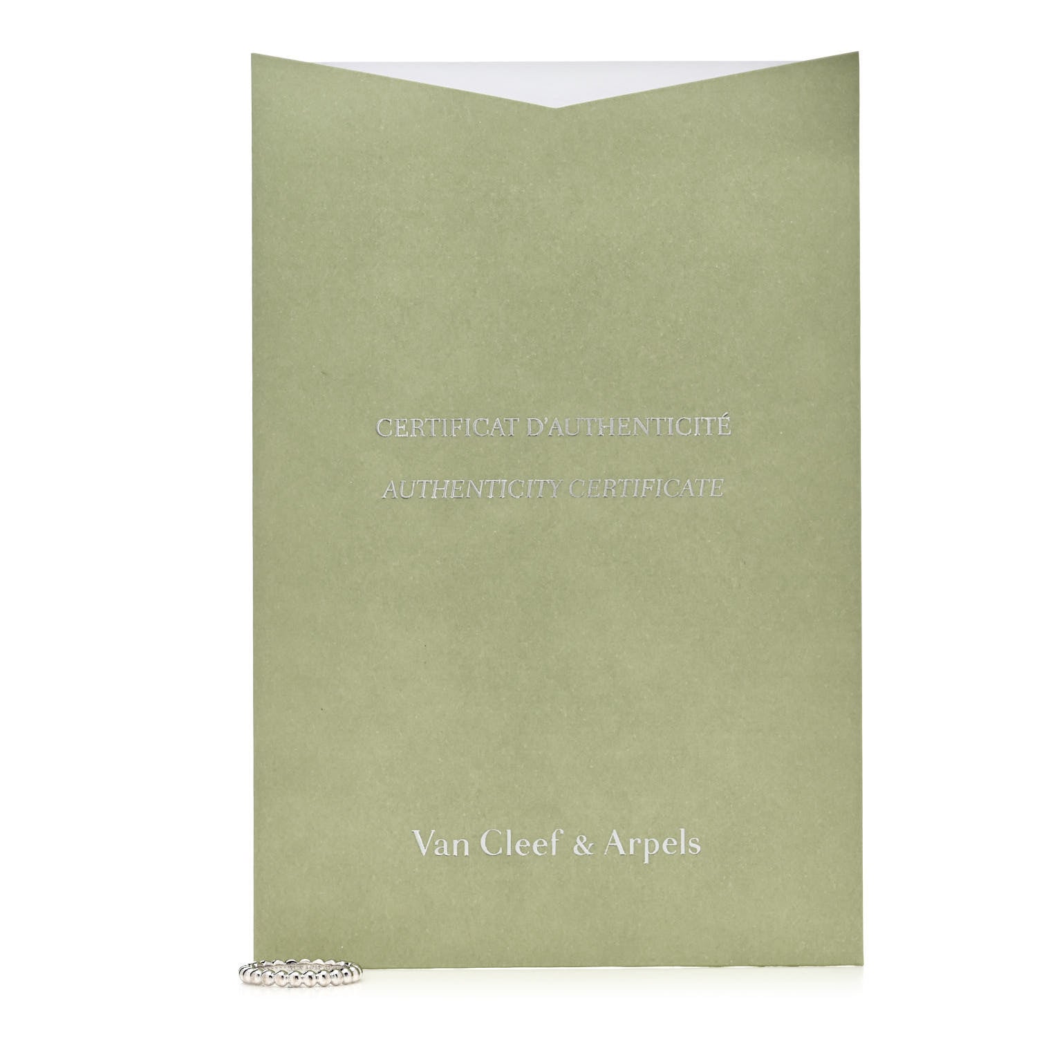 Van Cleef & Arpels 18K White Gold Medium Perlee Ring 53 6.5 5 of 5