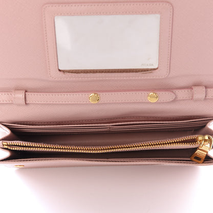 Prada Saffiano Metal Flap Wallet with Strap Orchidea 4 of 10