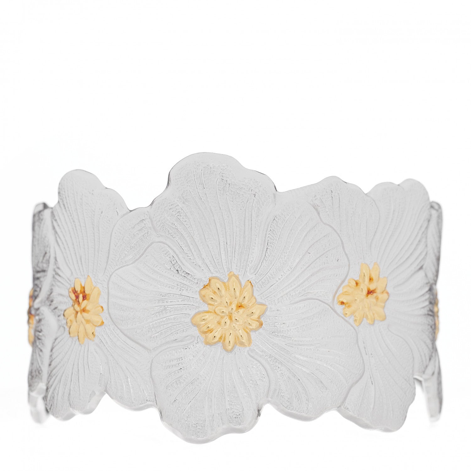 Buccellati Sterling Silver Vermeil Blossoms Gardenia Hinged Cuff Bracelet 1 of 6