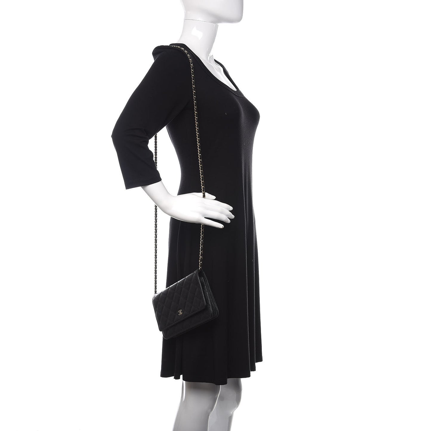 Caviar Quilted Wallet On Chain WOC Black