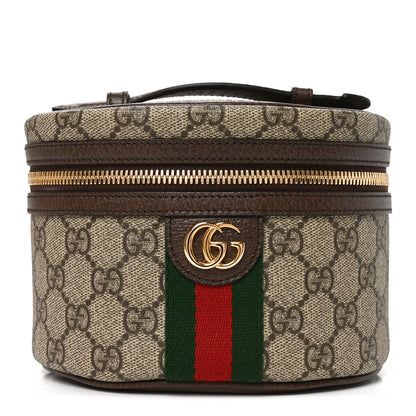Gucci GG Supreme Monogram Textured Calfskin Web Ophidia Vanity Cosmetic Case Beige Ebony New Acero 1 of 9