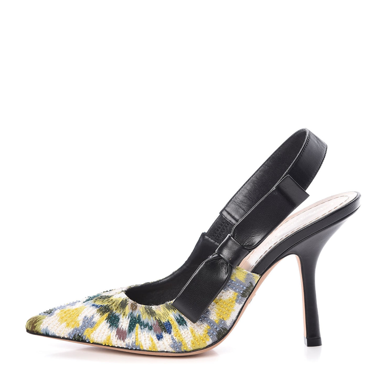 Embroidered Calfskin Beaded Sweet D Sling-Back Pumps 39.5 Dusty Jade